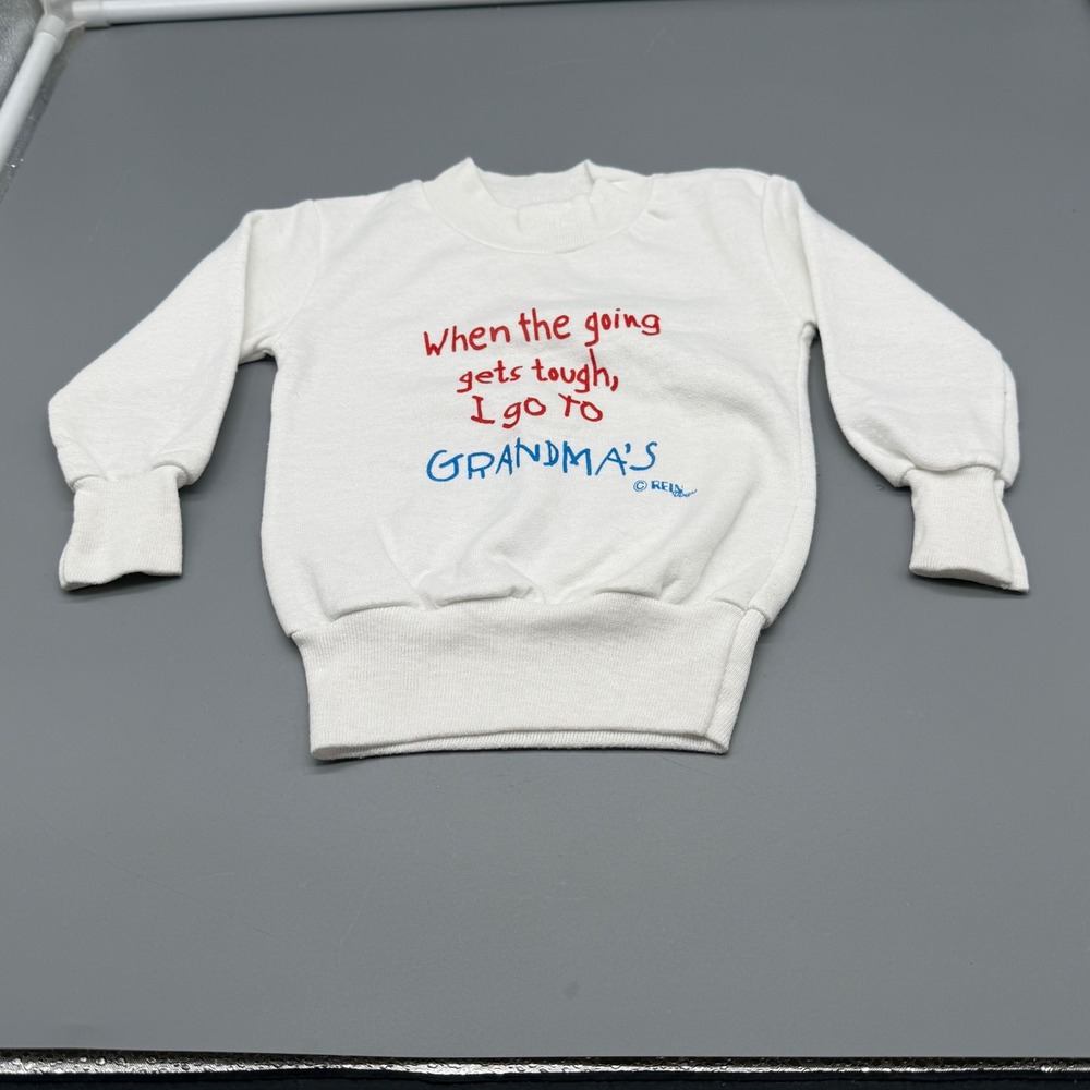 Vintage Rabbit Skins Baby Sweatshirt White Grandma Graphic 12 Months Made in USA